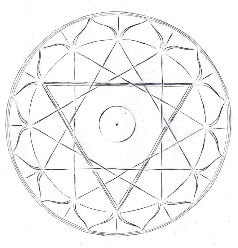 beautiful Sun Yantra hand drawing pencil