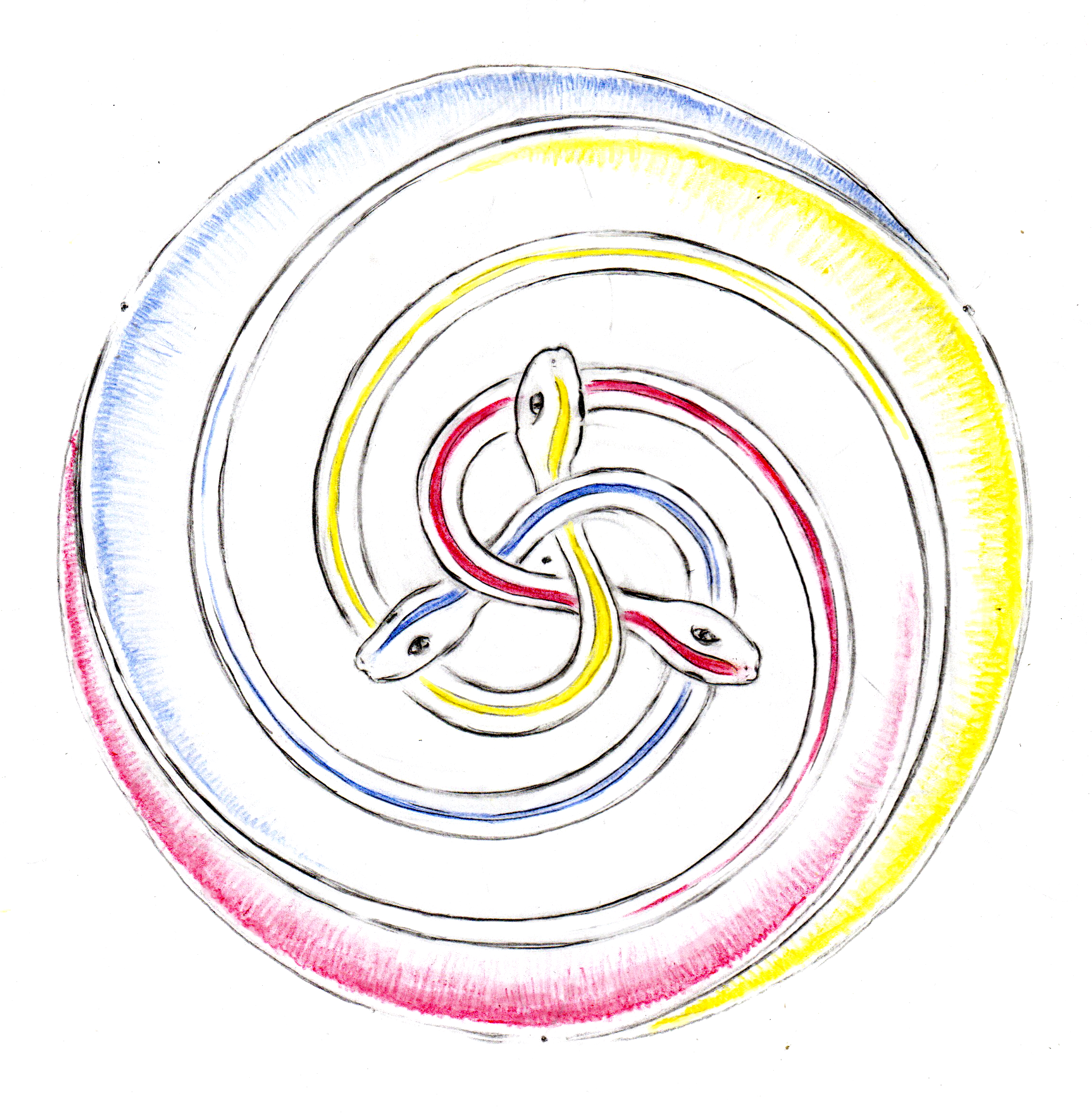 drei schlangen umwinden sich, yoga trinty, dreifaltigkeit symbol schlangen