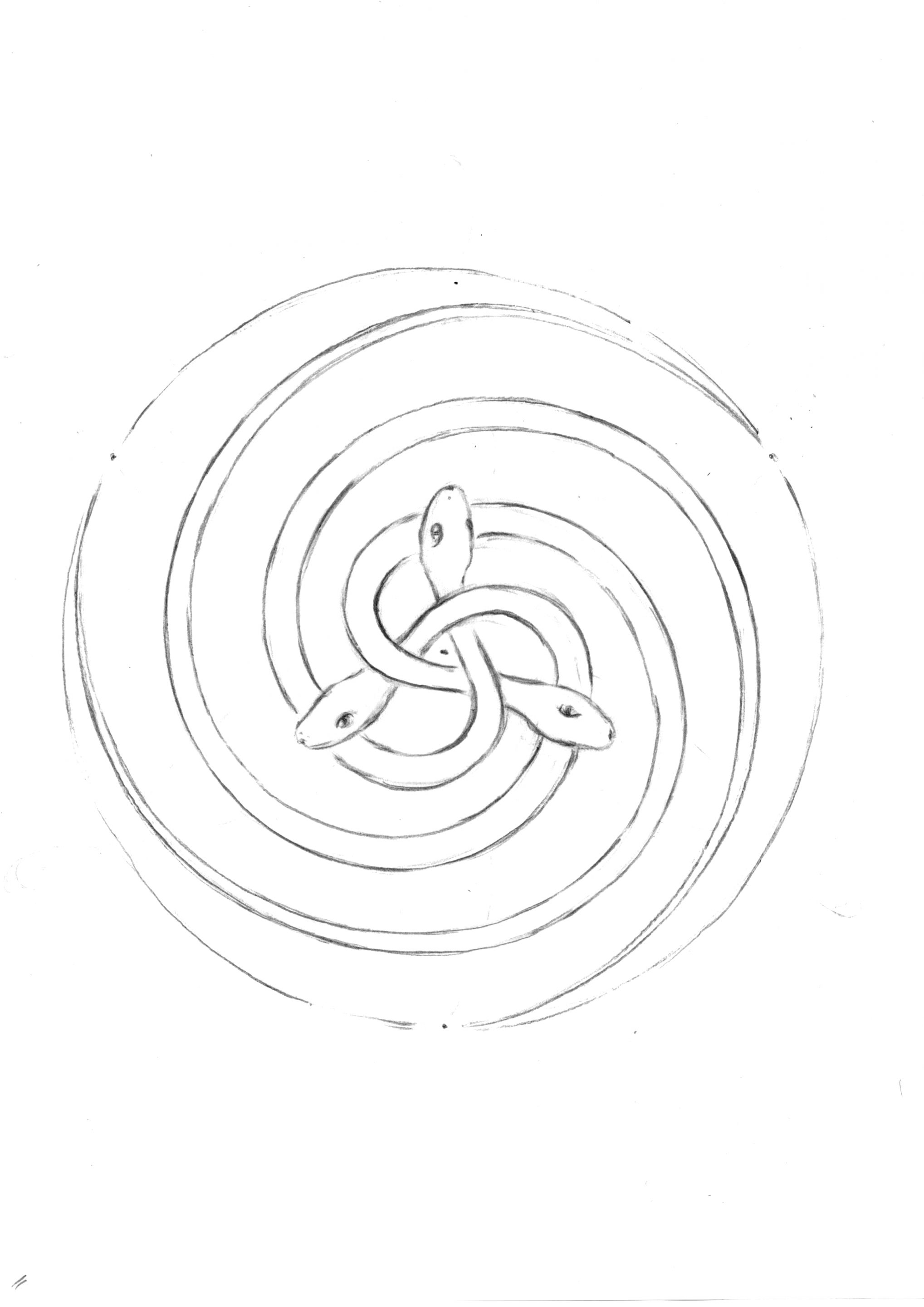 drei gunas, schlangen handgezeichnet, symbol magie und yoga kundalini