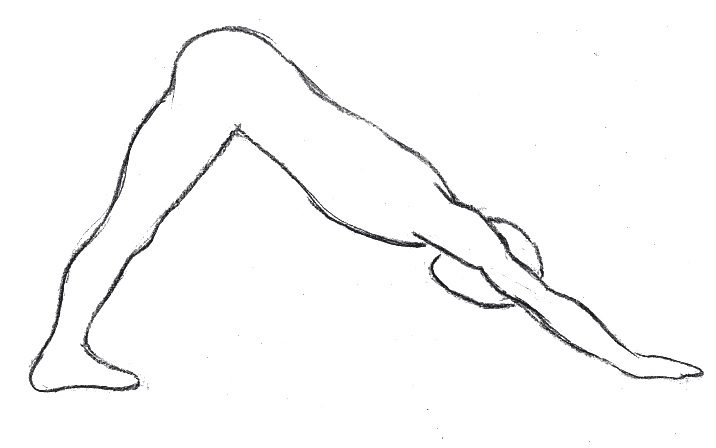 Parvatasana Berghaltung, herabschauender Hund mit gestreckten Beinen, Divine Mothers Sadhana Zeichnung