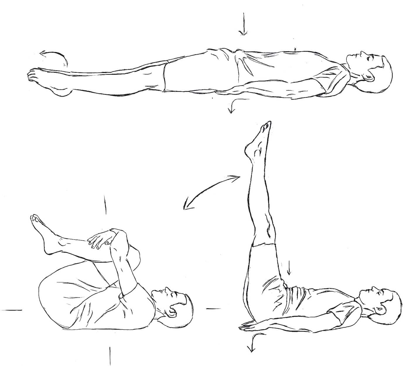 Drdha Uttanpadasana double leg raise Pavanmuktasana 2, strengthening the navel centre, yoga illustration