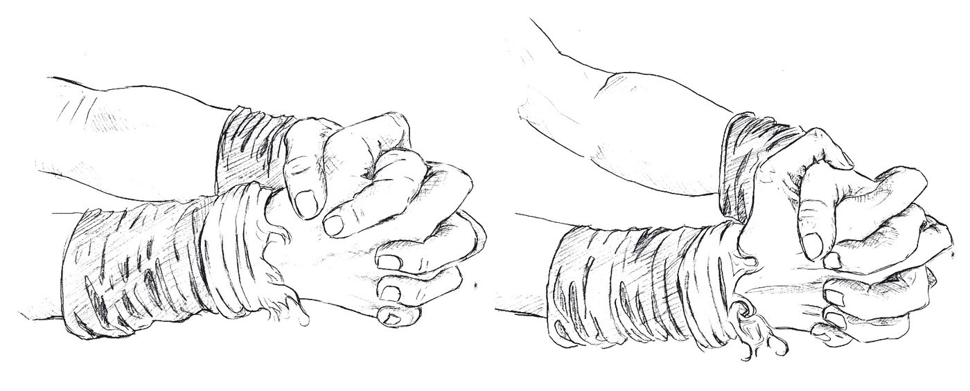 Finger interlace Caki Calanasana Pavanmuktasana 3, shifting the grip by one finger, yoga hand drawing