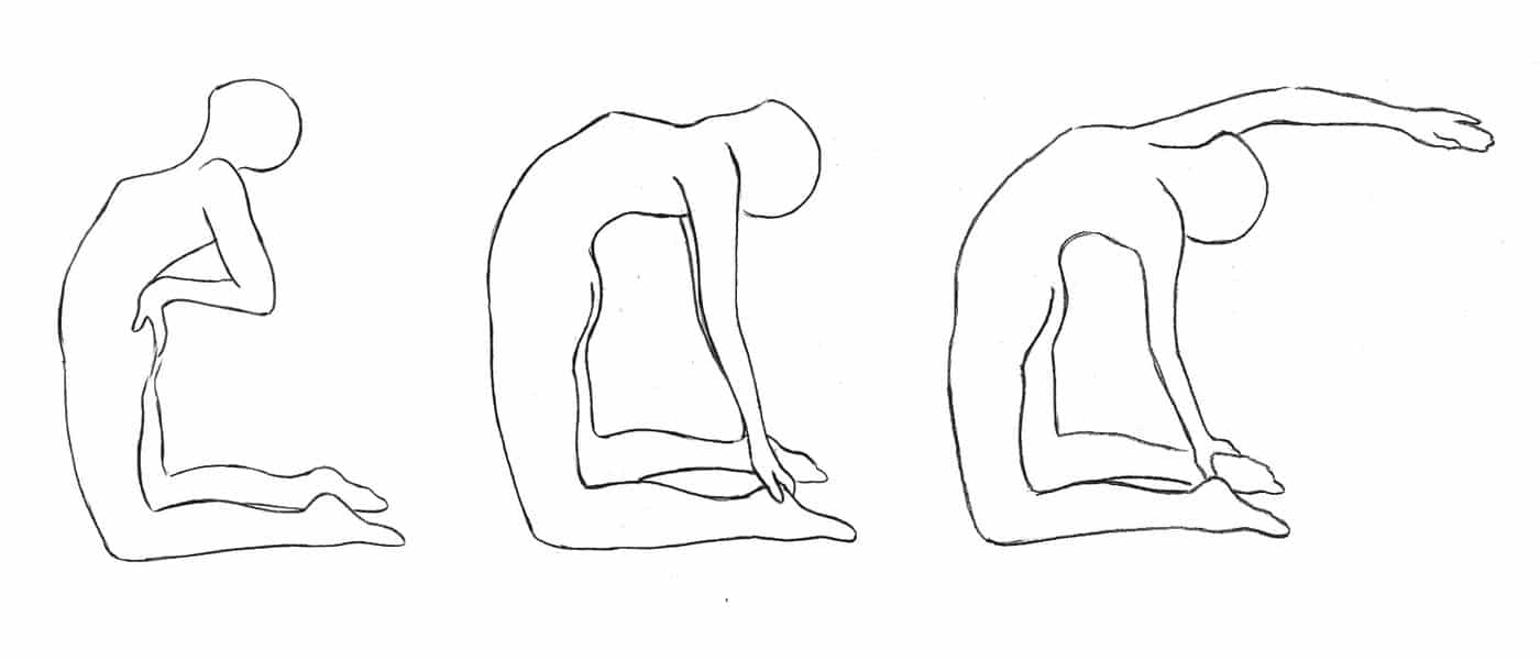 Ushtrasana Kamelhaltung in drei Stufen, Rueckbeuge aus dem Fersensitz, Divine Mothers Sadhana Kundalini Yoga